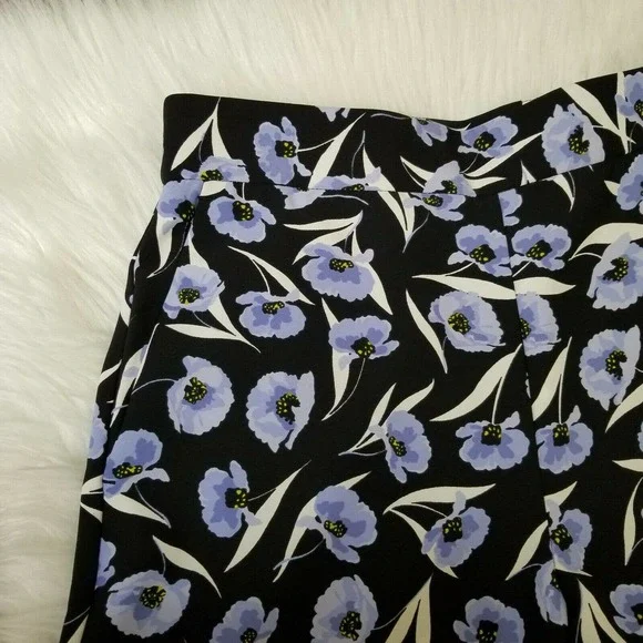 Ann Taylor Pants 6 Wide Leg Floral High Rise Blue Red Tailored - Picture 6 of 8